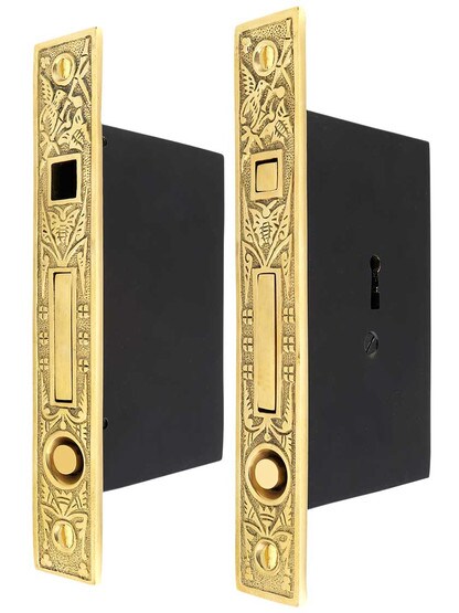 Hummingbird Bit-Key Double Pocket-Door Mortise Lock.